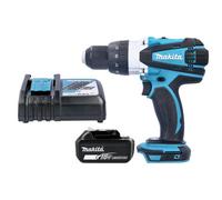 Makita Combi Drill Dhp458Z 18V Lxt Cordless 1/2" 2-Speed Keyless Chuck Max 91Nm With 1 X 5.0Ah Battery & Dc18Rc Charger