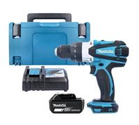 Makita Combi Drill Dhp458Z 18V Lxt Cordless 1/2" 2-Speed Keyless Chuck Max 91Nm With 1 X 5.0Ah Battery, Charger, Case & Inlay