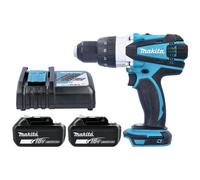 Makita Combi Drill Dhp458Z 18V Lxt Cordless 1/2" 2-Speed Keyless Chuck Max 91Nm With 2 X 6.0Ah Batteries & Dc18Rc Charger