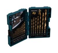 Makita Drill Bit Set D-67527 - 19-piece HSS TiN Titanium Coated 1-10mm - Blue/Gold
