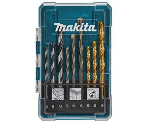Makita D-71962 Drill Bits Set of 9 with Case, 3 Drill Bits for Ironwork, 3 Drill Bits for Woodworking, 3 Drill Bits for Concrete
