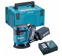 Makita DBO180Z 18V Random Orbit Sander 1 x 5.0Ah Battery Charger & Type 3 Case