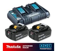 Makita DC18RD Dual Charger with 2 x BL1850B 5.0ah Li-Ion Batteries Kit Genuine