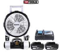 Makita DCF201 18V LXT White Cordless Portable Fan + 2 x 5Ah Batteries, Charger