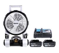 Makita Dcf201 18V Lxt White Cordless Portable Fan With 2 X 6.0Ah Batteries & Charger
