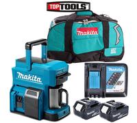 Makita DCM501 10.8V/18V CXT/LXT Coffee Maker + 2 x 5Ah Batteries, Charger & Bag