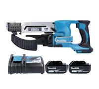 Makita Dfr550Z 18V Li-Ion Lxt Cordless 55mm Auto Feed Screwdriver With 2 X 3Ah Batteries & Charger