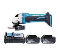 Makita DGA452Z 18V 115mm Cordless Angle Grinder with 2 x 5.0Ah BL1850 Batteries & DC18RC Charger