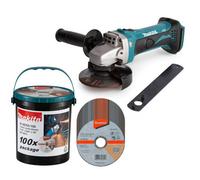 Makita Dga452Z 18V 4.5" 115mm Angle Grinder Li-Ion Bare + 100 Thin Fast Discs