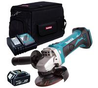 Makita DGA452Z 18V LXT 115mm Angle Grinder With 1 x 5.0Ah Battery Charger & Bag