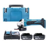 Makita Dga452Z 18V Lxt Cordless 115mm Slide Switch Angle Grinder With 2 X 3Ah Batteries, Charger, Case & Inlay