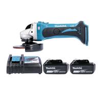 Makita Dga452Z 18V Lxt Cordless 115mm Slide Switch Angle Grinder With 2 X 5Ah Batteries & Charger
