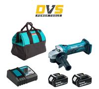 MAKITA DGA452Z Cordless 18V LXT 115mm Angle Grinder 2x3Ah Charger & Canvas Bag