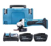 Makita Dga452Z Grinder 18V Lxt Cordless 115mm Slide Switch Angle Grinder With 2 X 12Ah Batteries, Charger & Case