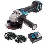 Makita DGA463Z 18V Brushless 115mm Angle Grinder 2 x 3.0Ah Battery & Charger