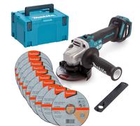 Makita DGA463Z 18v Cordless Brushless 115mm Angle Grinder 10 Thin Discs + Macpak
