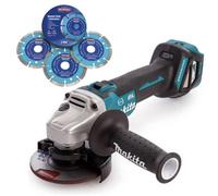 Makita Dga463Z 18V Cordless Brushless 115mm Angle Grinder + X3 Blades