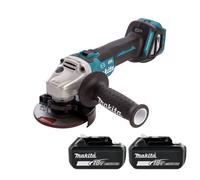 Makita Dga463Z 18V Lxt Cordless 115mm Brushless Slide Switch Angle Grinder With 2 X 5Ah Batteries