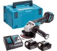 Makita DGA467Z 18V Brushless Angle Grinder with 2 x 5Ah Batteries Charger & Case