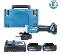 Makita DGA504 18V BL Angle Grinder 125mm With 2 x 5Ah Batteries & Charger & Case