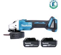 Makita DGA504 18V Brushless Cordless Angle Grinder 125mm With 2 x 5Ah Batteries