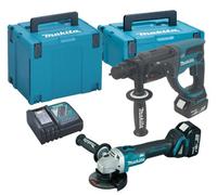 Makita Dga504Rmj 18V Brushless Angle Grinder Li-Ion + Dhr202Z Sds Hammer Drill