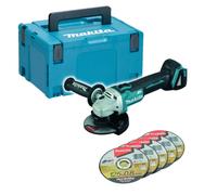 Makita DGA504Z 18v Brushless 125mm Angle Grinder Lithium Bare + 5 Discs + Case