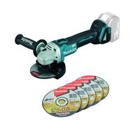Makita DGA504Z 18v Cordless Brushless 125mm Angle Grinder Lithium Bare + 5 Discs