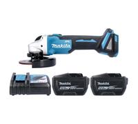 Makita Dga504Z 18V Lxt 125mm Cordless Brushless Slide Switch Atv Angle Grinder With 2 X 12Ah Batteries & Charger