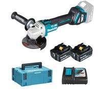 Makita DGA513RTJ 18V Li-ion LXT Brushless 125mm Angle Grinder Complete with 2 x 5.0 Ah Li-ion Batteries and Charger Supplied in a Makpac Case Blue