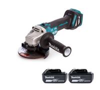 Makita Dga513Z 18V Lxt 125mm Cordless Brushless Slide Switch Angle Grinder With 2 X 5Ah Batteries