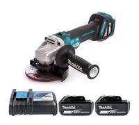 Makita Dga513Z 18V Lxt 125mm Cordless Brushless Slide Switch Angle Grinder With 2 X 6Ah Batteries & Charger
