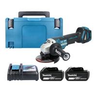 Makita Dga517Z 18V Lxt 125mm Cordless Brushless Paddle Switch Angle Grinder With 2 X 6Ah Batteries, Charger & Case