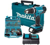 Makita Dhp453 Lxt 18V Lithium Combi Hammer Drill 1X Batt 100 Screwdriver Bit Set