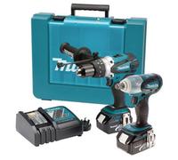 Makita Dhp458 18V Combi Hammer + Dtw251 18V Impact Wrench + 2 X 3.0Ah + Charger