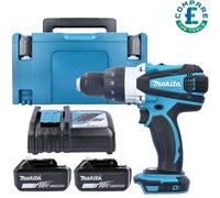Makita DHP458Z 18V Combi Drill + 2 x 5Ah Batteries, Charger, Case & Inlay