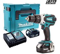 Makita DHP458Z 18V LXT Combi Drill with 2 x 5.0Ah Batteries & Charger in Case