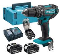 Makita DHP482 18v LXT Cordless Combi Drill 2 x 5ah Li-ion Battery Charger Case & 21 Accessories