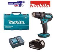 Makita DHP482SF Combi Drill 1x 18v 3Ah Battery, DC18WC Charger & Case