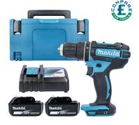 Makita DHP482Z 18V Combi Drill With 2 x 5.0Ah Batteries, Charger, Case & Inlay