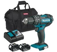 Makita DHP482Z 18V LXT Combi Drill with 2 x 5.0Ah Batteries Charger & Tool Bag