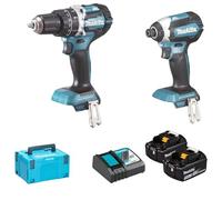 Makita DHP484 impact drill + Dtd153 impact driver with 2 batteries 18 V 5 Ah DLX2180TJ