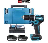 Makita DHP487 18V LXT Brushless Combi Drill + 2 x 5Ah Batteries, Charger & Case