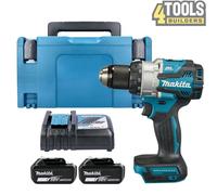 Makita DHP489 18V LXT BL 2-Speed Combi Drill + 2 x 3Ah Batteries, Charger & Case
