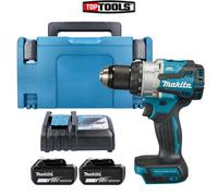 Makita DHP489 18V LXT BL 2-Speed Combi Drill + 2 x 5Ah Batteries, Charger & Case