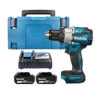 Makita Dhp489Z 18V Lxt Cordless Brushless 1/2" 2-Speed Keyless 40Nm 620W Combi Drill With 2 X 5Ah Batteries, Charger & Case