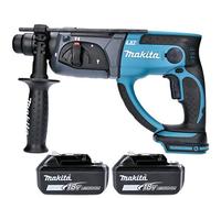 Makita DHR202Z 18V Li-ion SDS Plus Rotary Hammer with 2 x BL1830 3Ah Batteries