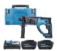 Makita Dhr202Z Drill 18V Lxt Cordless 20mm 230W Sds Plus Rotary Hammer Drill With 2 X 12Ah Batteries, Charger & Case