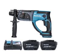 Makita Dhr202Z Drill 18V Lxt Cordless 20mm 230W Sds Plus Rotary Hammer Drill With 2 X 12Ah Batteries With Charger