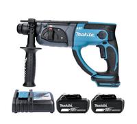 Makita Dhr202Z Drill 18V Lxt Cordless 20mm 230W Sds Plus Rotary Hammer Drill With 2 X 5Ah Batteries, Charger & Case